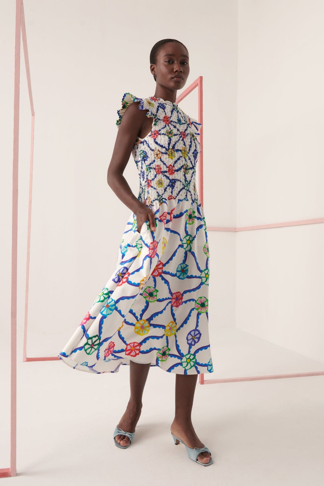 FELIPA - VESTIDO MIDI ESTAMPADO GEOMÉTRICO