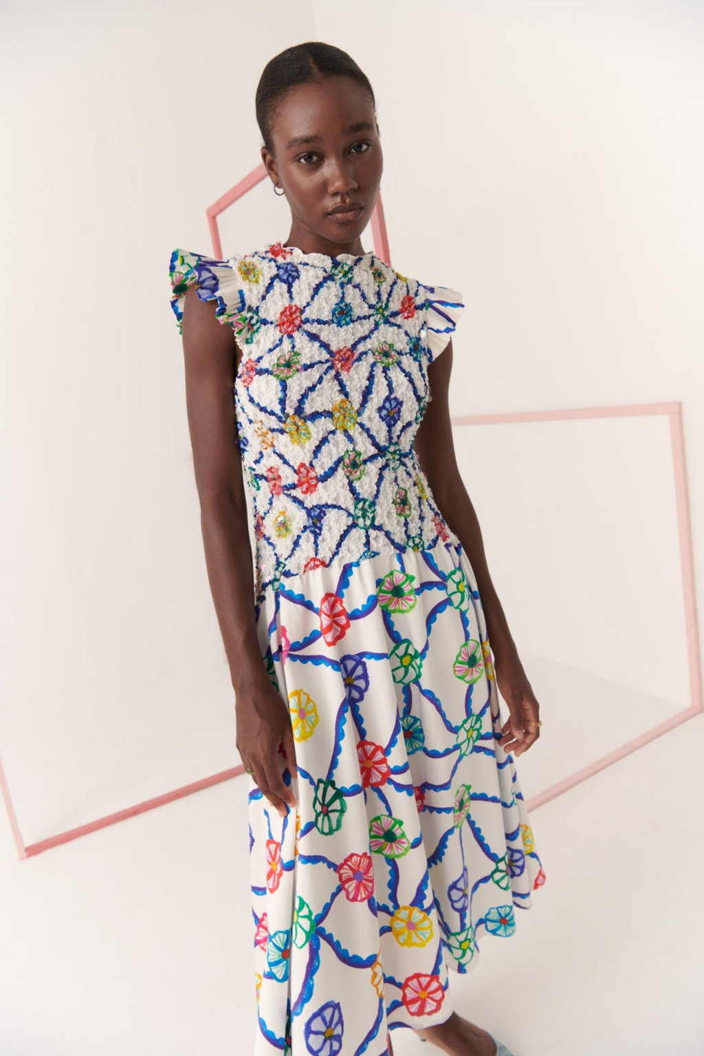 FELIPA - VESTIDO MIDI ESTAMPADO GEOMÉTRICO