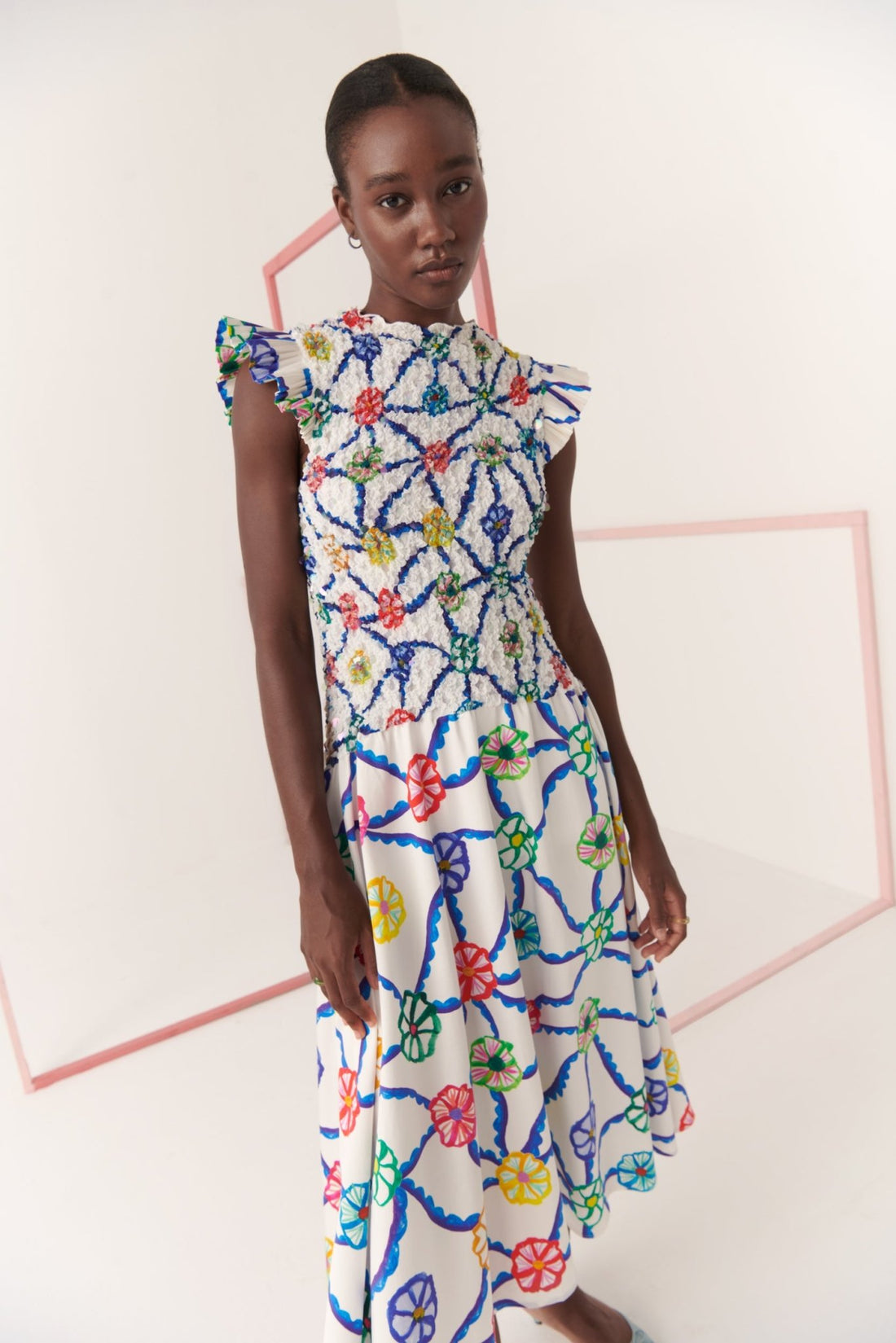 FELIPA - VESTIDO MIDI ESTAMPADO GEOMÉTRICO