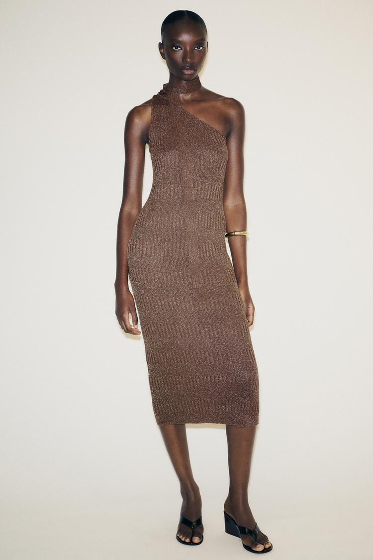SOLEDAD - VESTIDO MIDI BRILLO ASIMÉTRICO