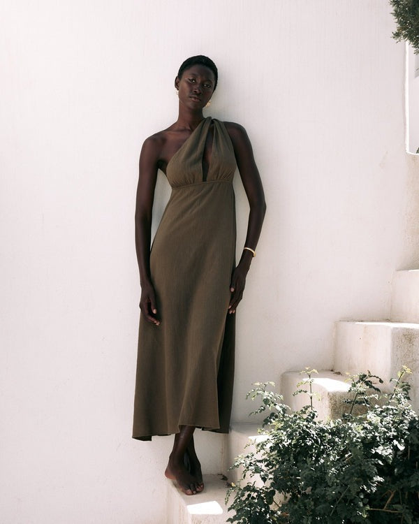 MERLY - VESTIDO ASIMÉTRICO NUDO AJUSTABLE