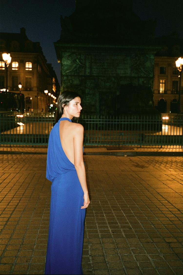 WENDY - VESTIDO LARGO ASIMÉTRICO AZUL