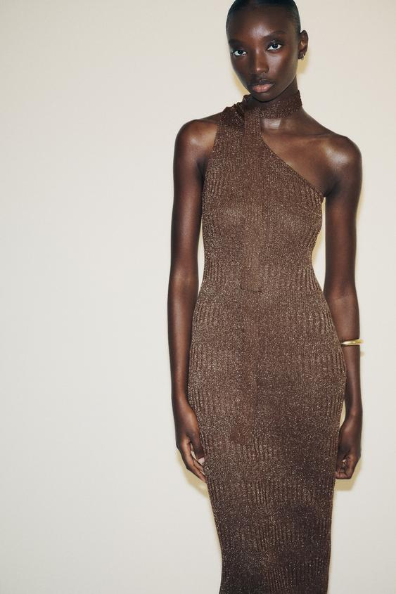 SOLEDAD - VESTIDO MIDI BRILLO ASIMÉTRICO