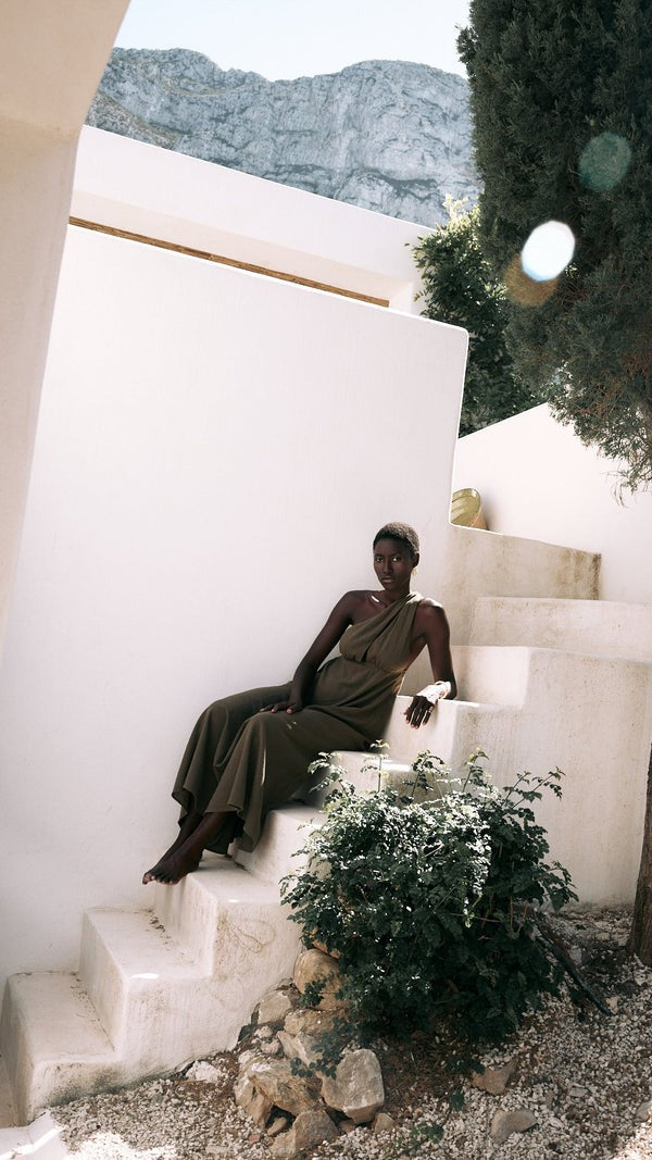 MERLY - VESTIDO ASIMÉTRICO NUDO AJUSTABLE