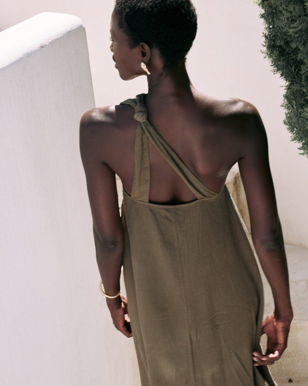 MERLY - VESTIDO ASIMÉTRICO NUDO AJUSTABLE