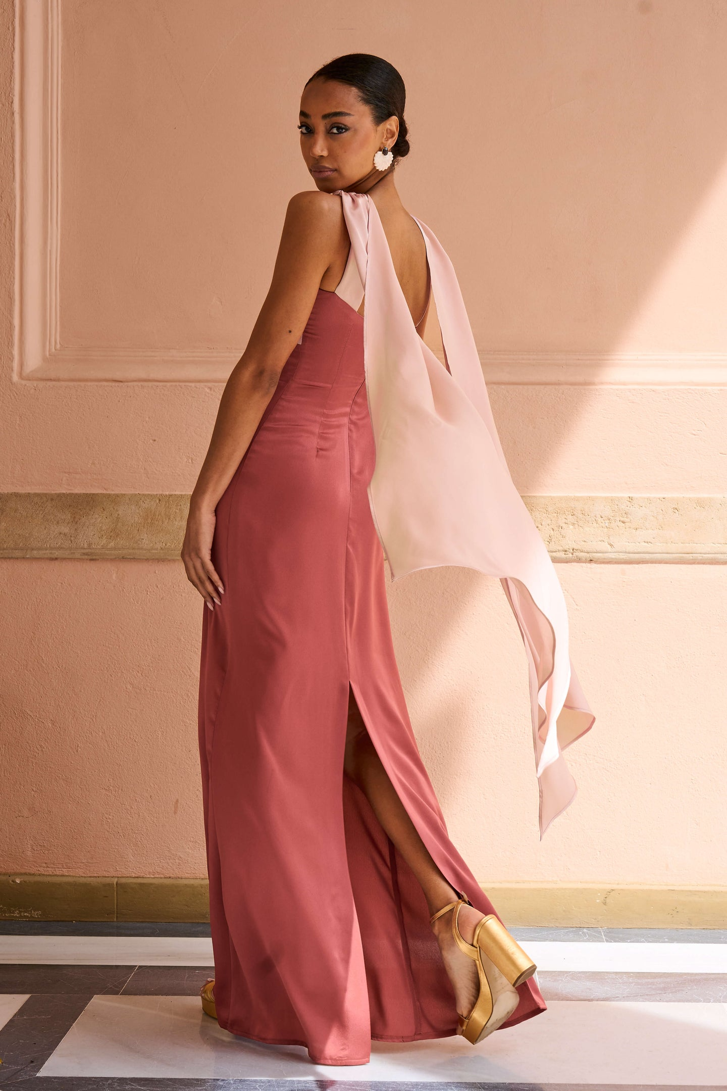 SONIA - VESTIDO ASIMÉTRICO RASO BICOLOR