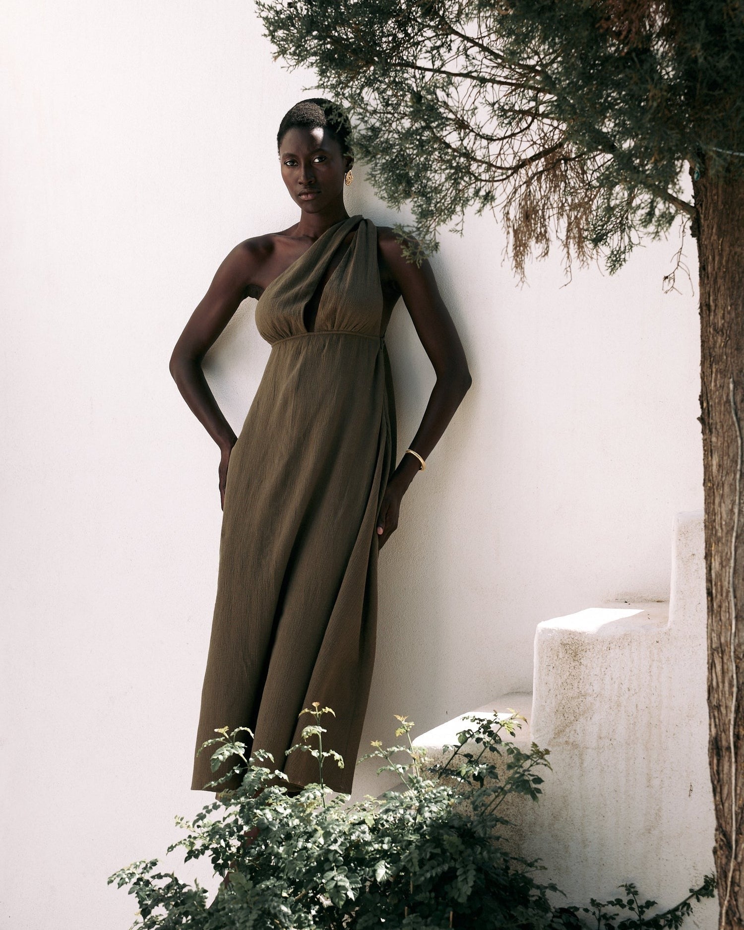 MERLY - VESTIDO ASIMÉTRICO NUDO AJUSTABLE