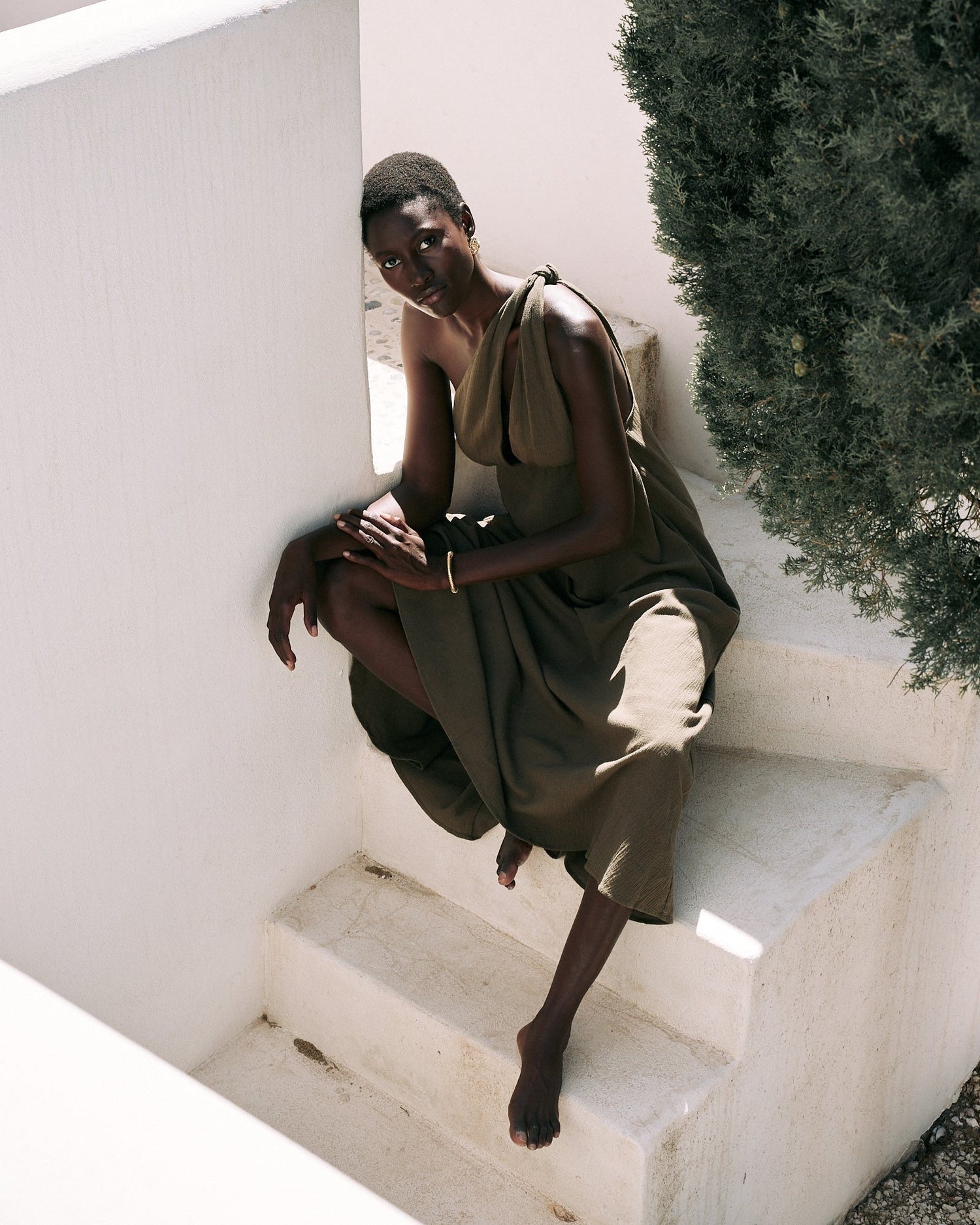 MERLY - VESTIDO ASIMÉTRICO NUDO AJUSTABLE