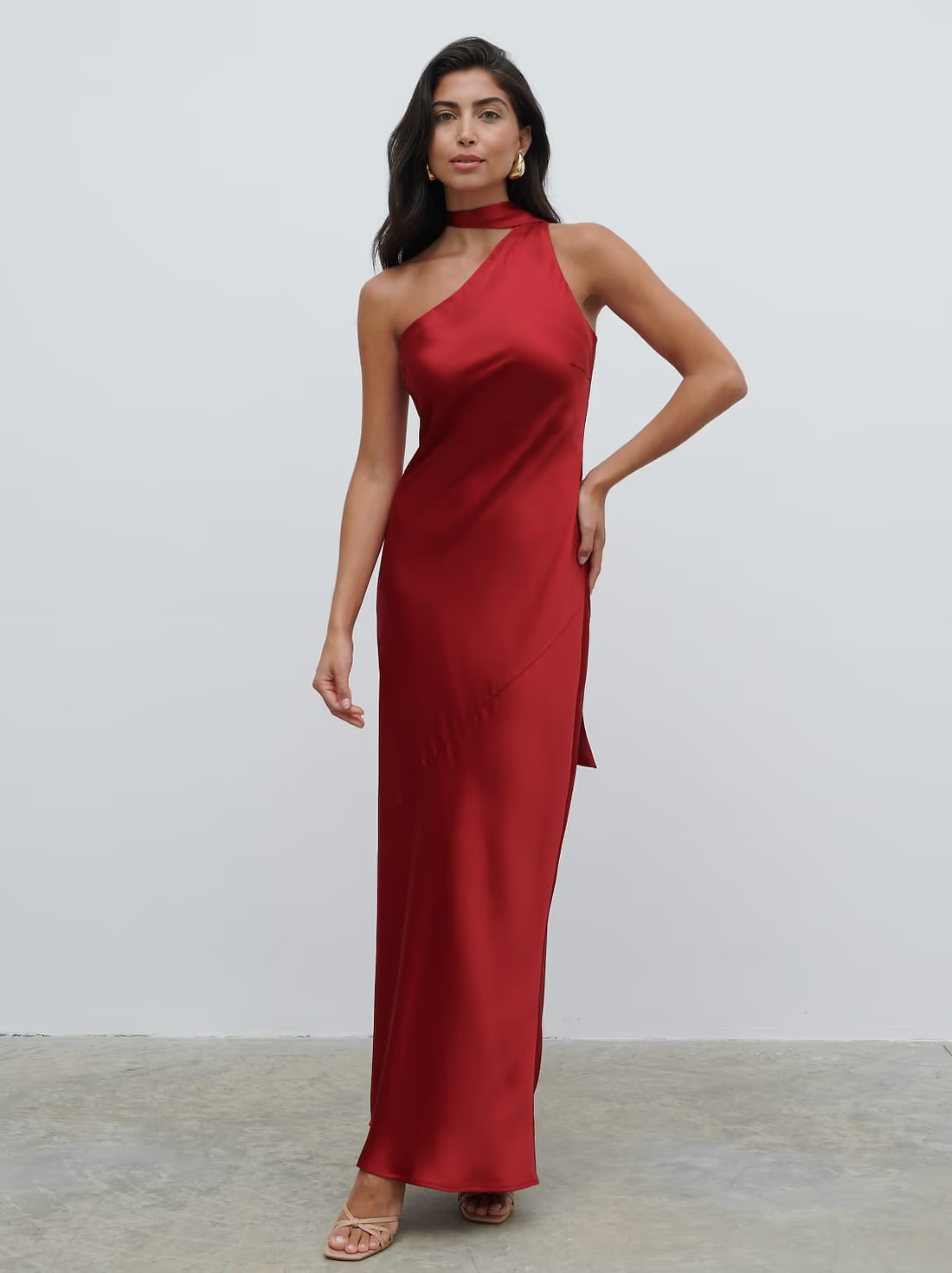 VERO - VESTIDO SATINADO ASIMÉTRICO LAZO