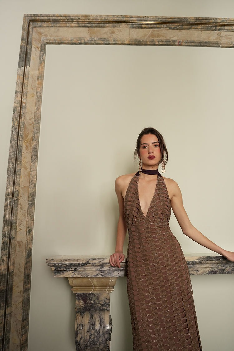 NEREA - VESTIDO HALTER ESPALDA DESCUBIERTA