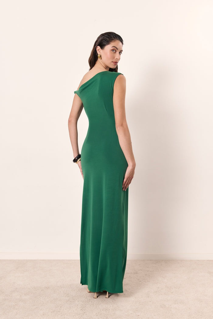 PAOLA - VESTIDO LARGO ASIMÉTRICO DRAPEADO