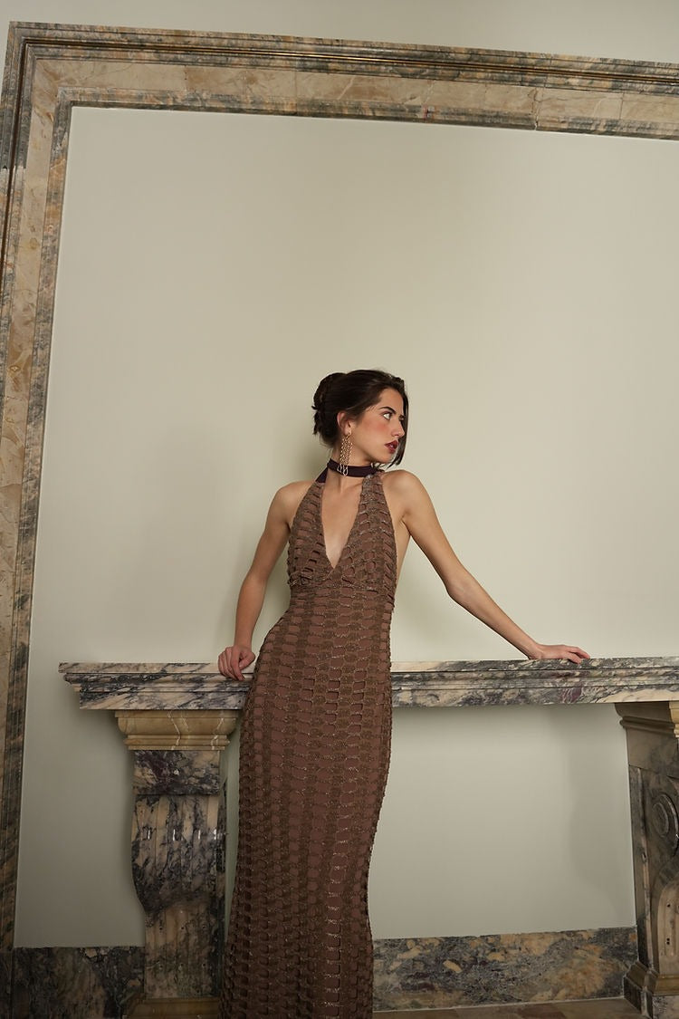 NEREA - VESTIDO HALTER ESPALDA DESCUBIERTA