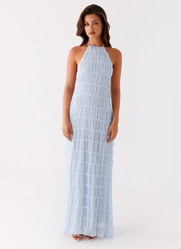MARY - VESTIDO HALTER TEXTURIZADO LARGO