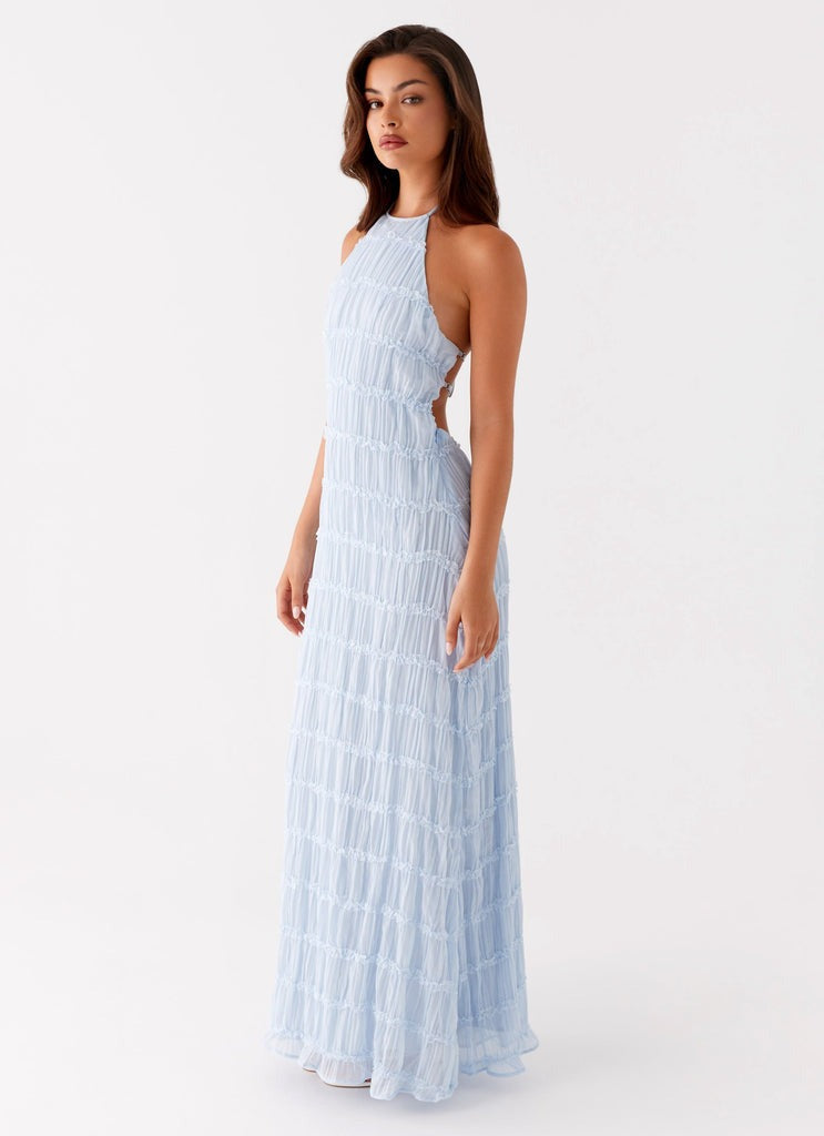MARY - VESTIDO HALTER TEXTURIZADO LARGO