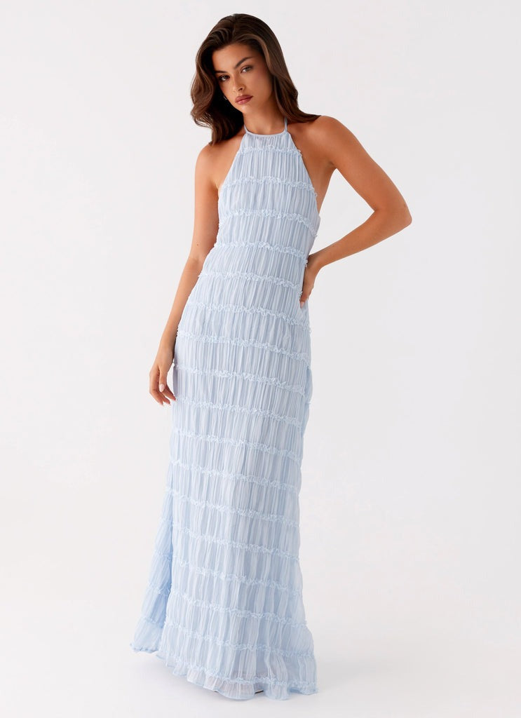 MARY - VESTIDO HALTER TEXTURIZADO LARGO