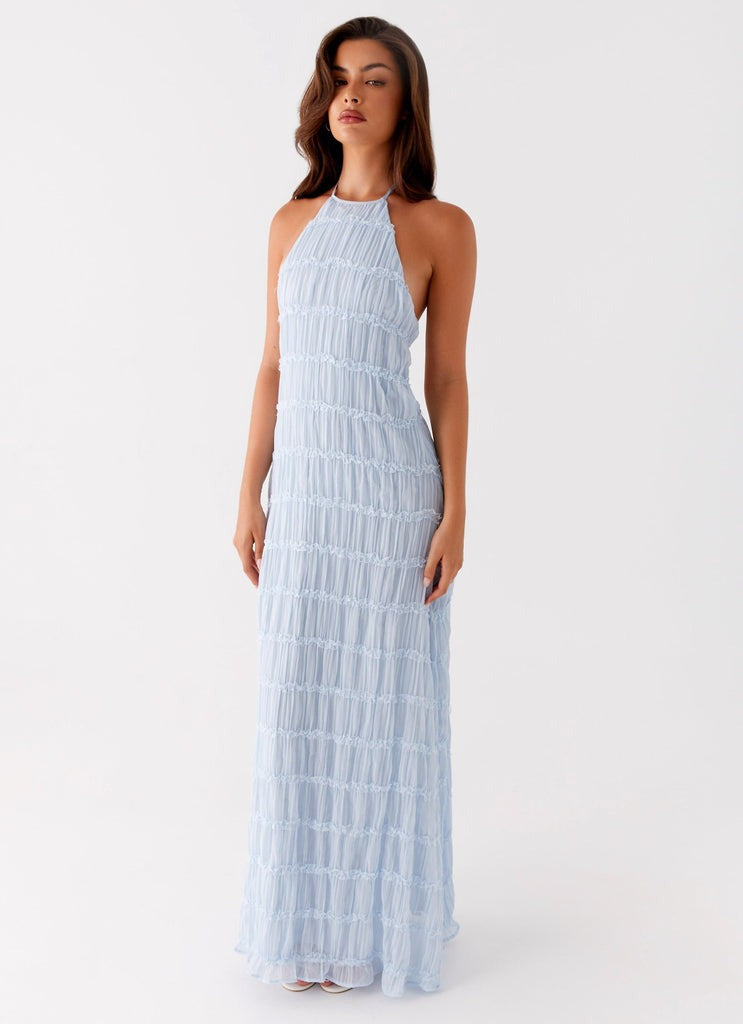 MARY - VESTIDO HALTER TEXTURIZADO LARGO