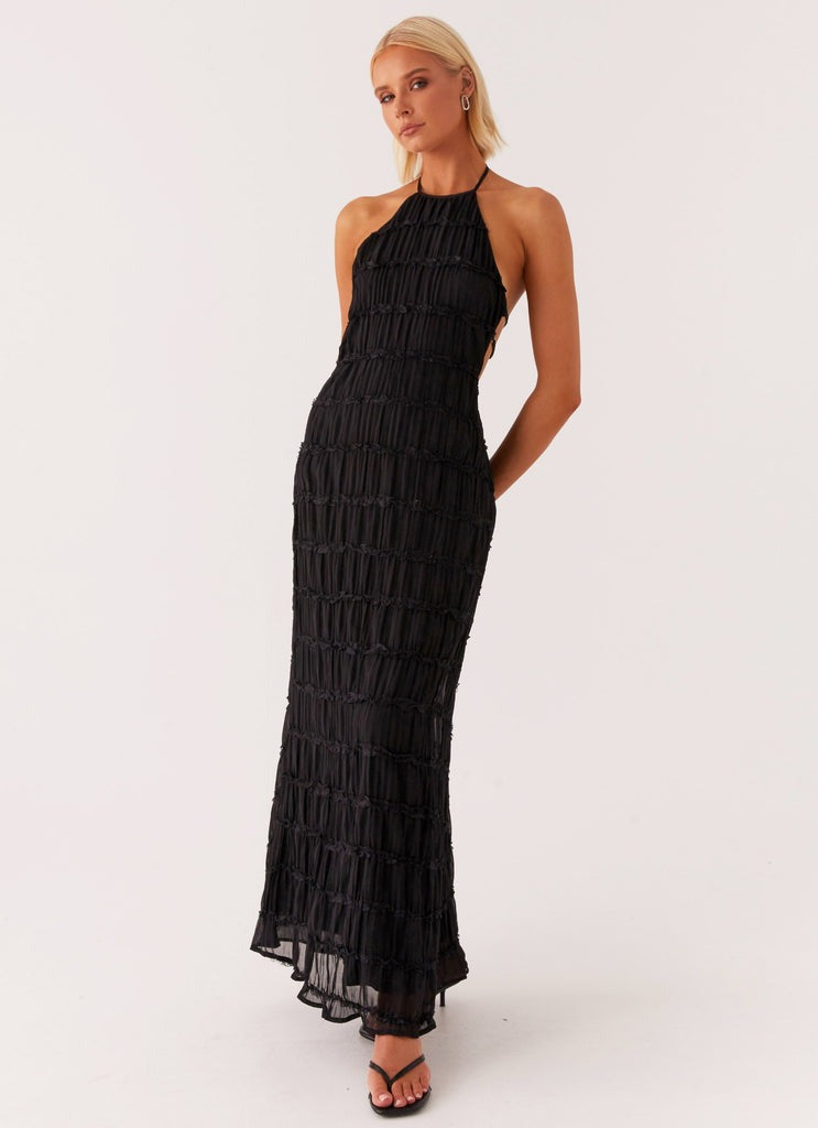 MARY - VESTIDO HALTER TEXTURIZADO LARGO