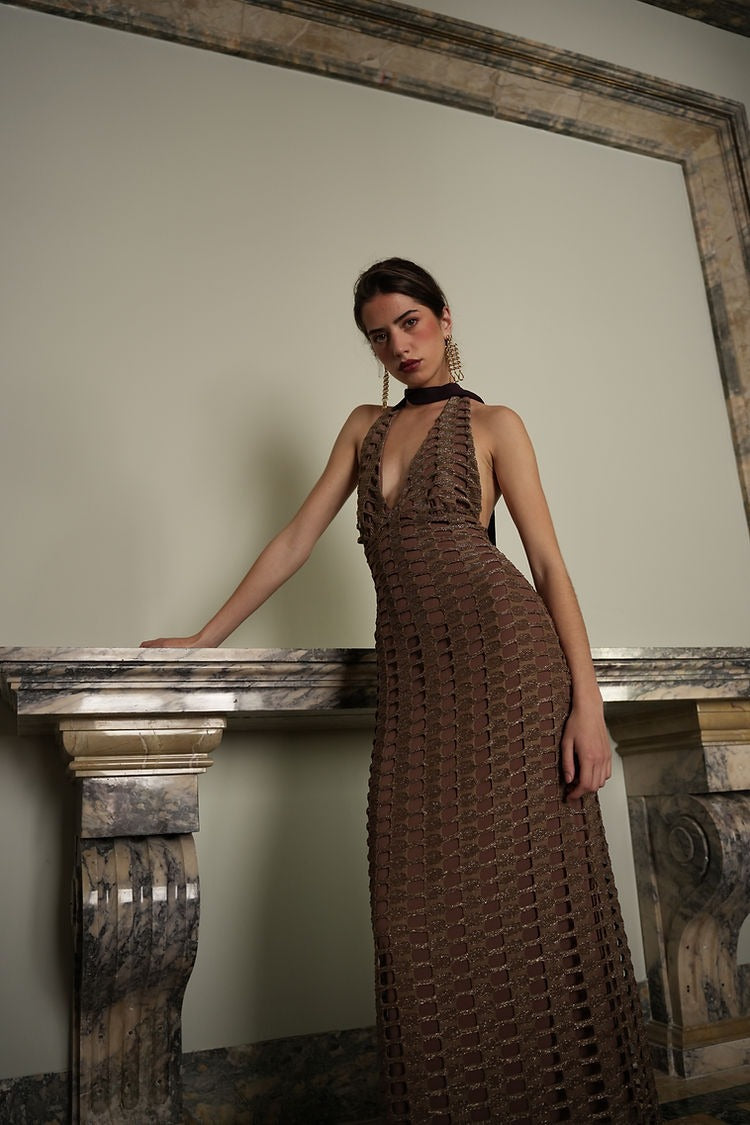 NEREA - VESTIDO HALTER ESPALDA DESCUBIERTA