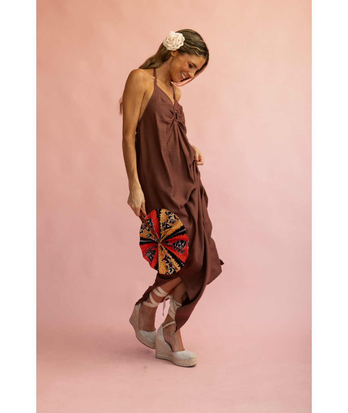 LIA - VESTIDO LARGO HALTER ESCOTE ANILLA