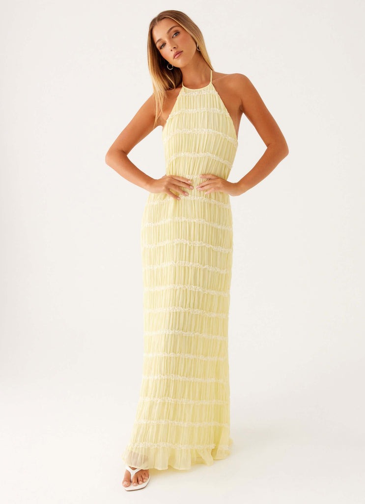 MARY - VESTIDO HALTER TEXTURIZADO LARGO