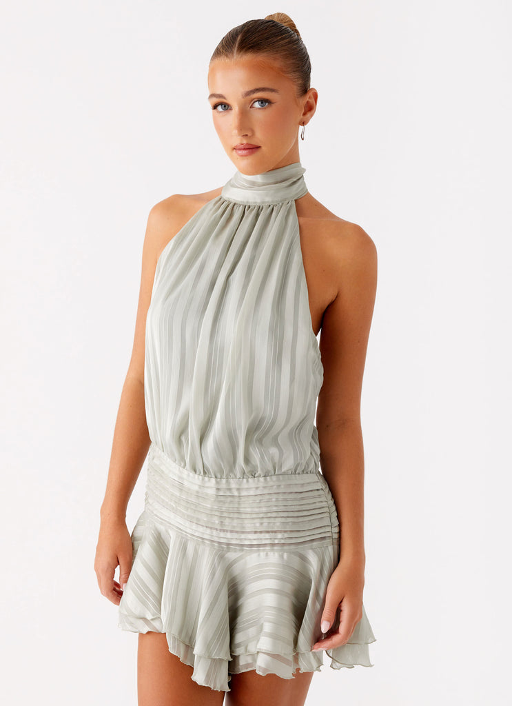 JARA - VESTIDO MINI HALTER PLISADO