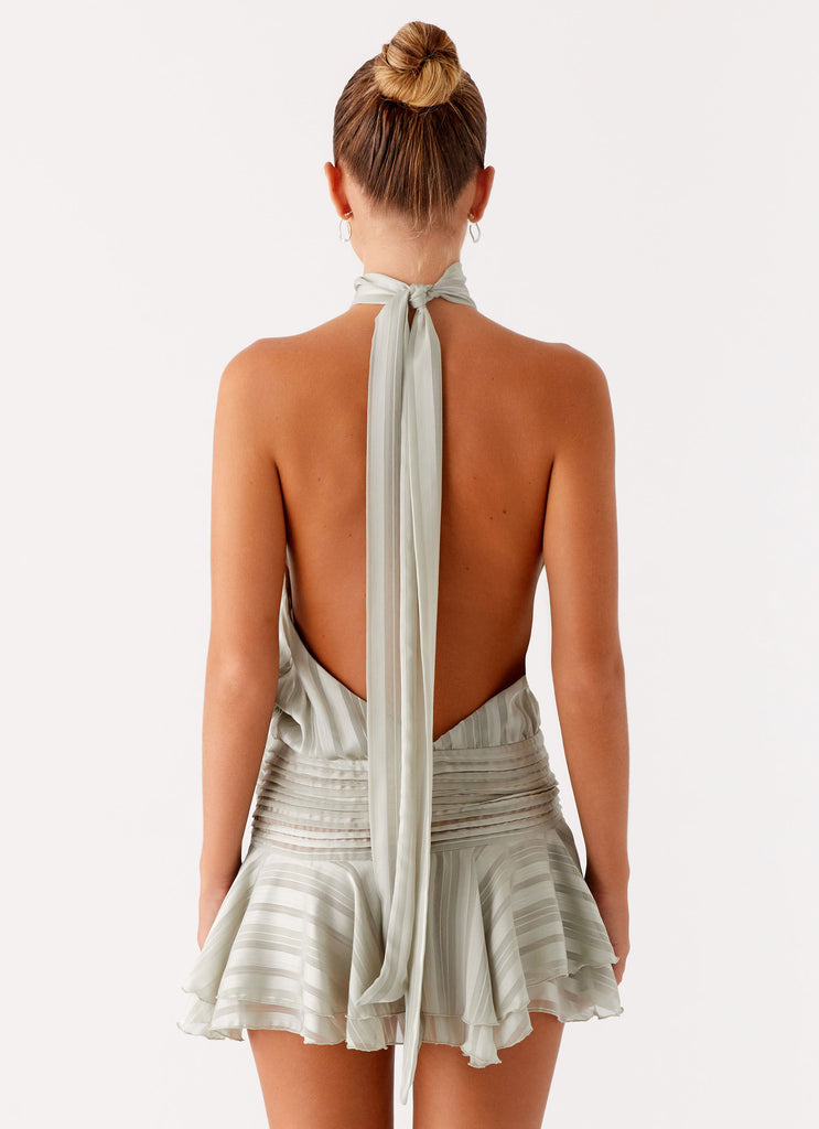 JARA - VESTIDO MINI HALTER PLISADO