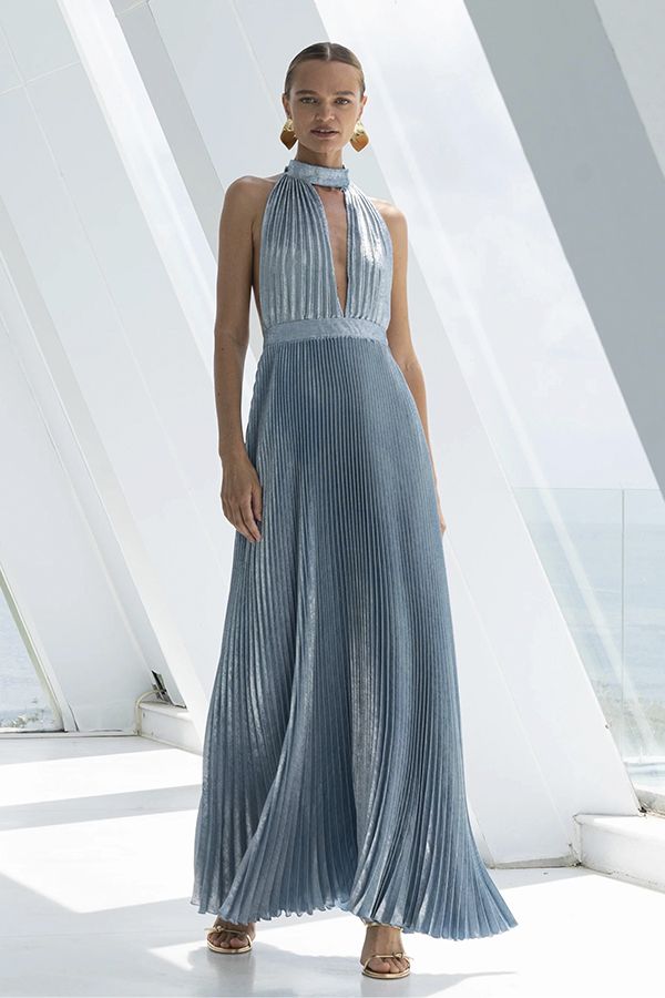 MONTSE - VESTIDO PLISADO ESCOTE PROFUNDO