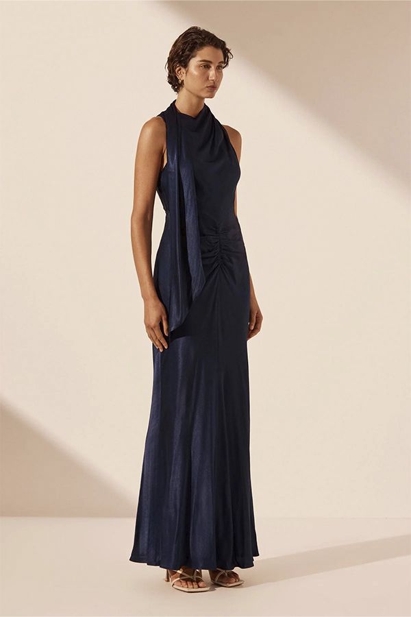 SIRENA - VESTIDO SATINADO CUELLO ALTO
