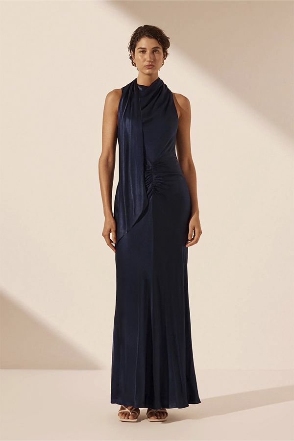 SIRENA - VESTIDO SATINADO CUELLO ALTO
