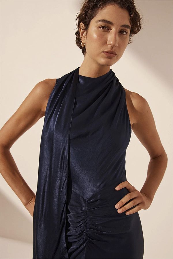 SIRENA - VESTIDO SATINADO CUELLO ALTO