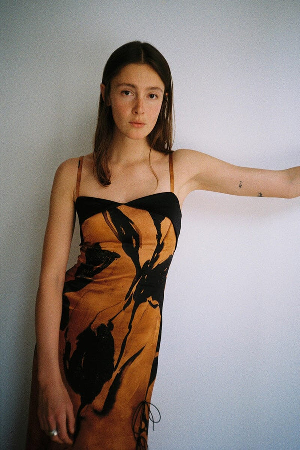 VICENTA - VESTIDO SATINADO FLORES TIRANTES
