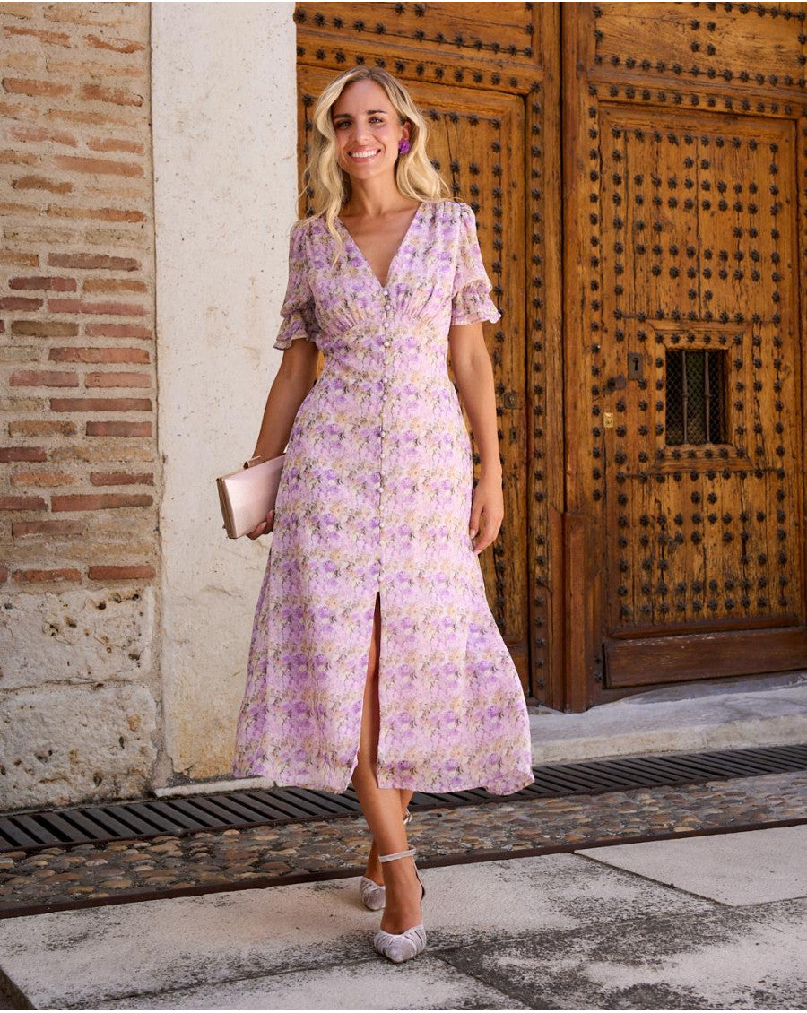 ANAÍS - VESTIDO MIDI FLORAL CON FORRO