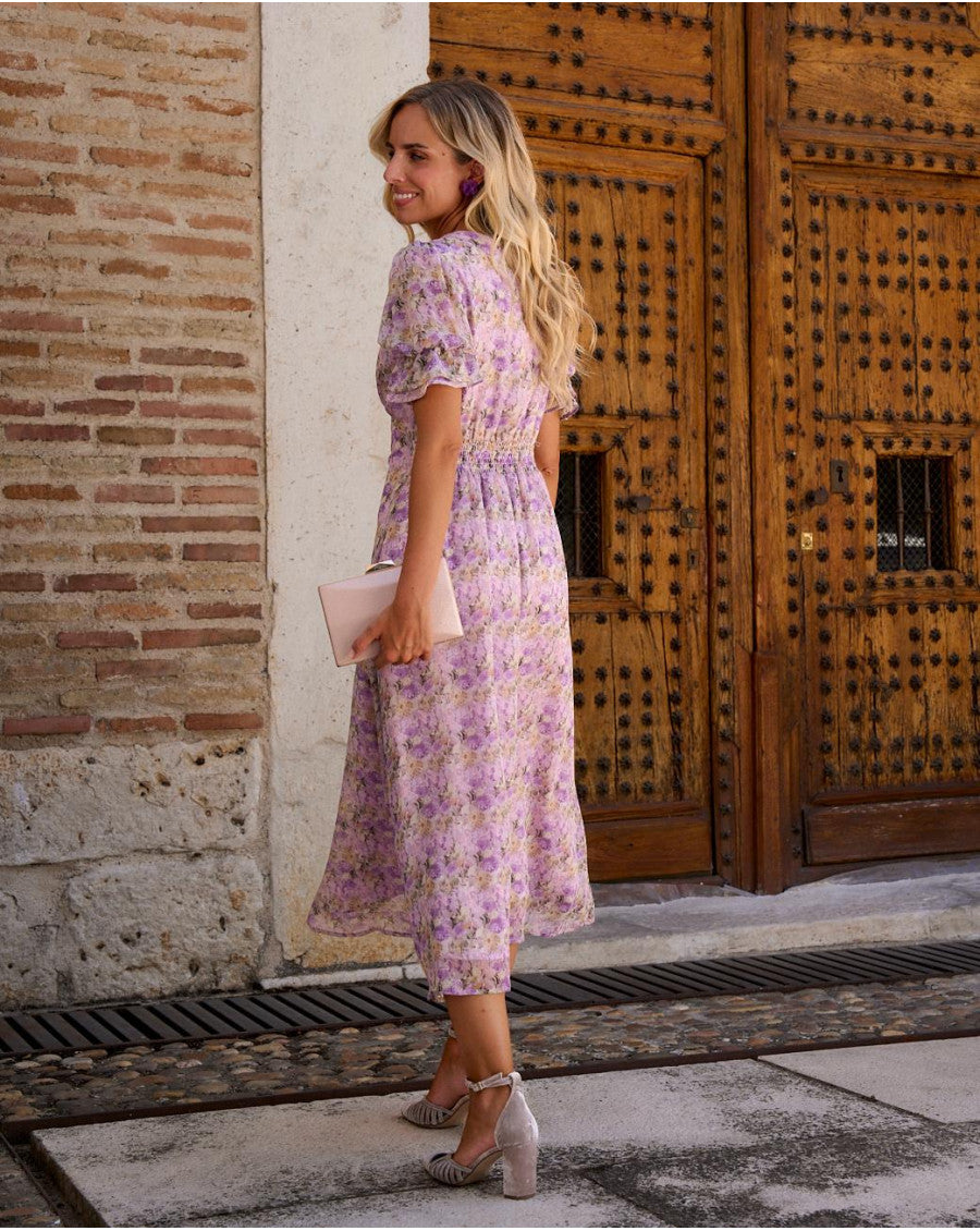 ANAÍS - VESTIDO MIDI FLORAL CON FORRO