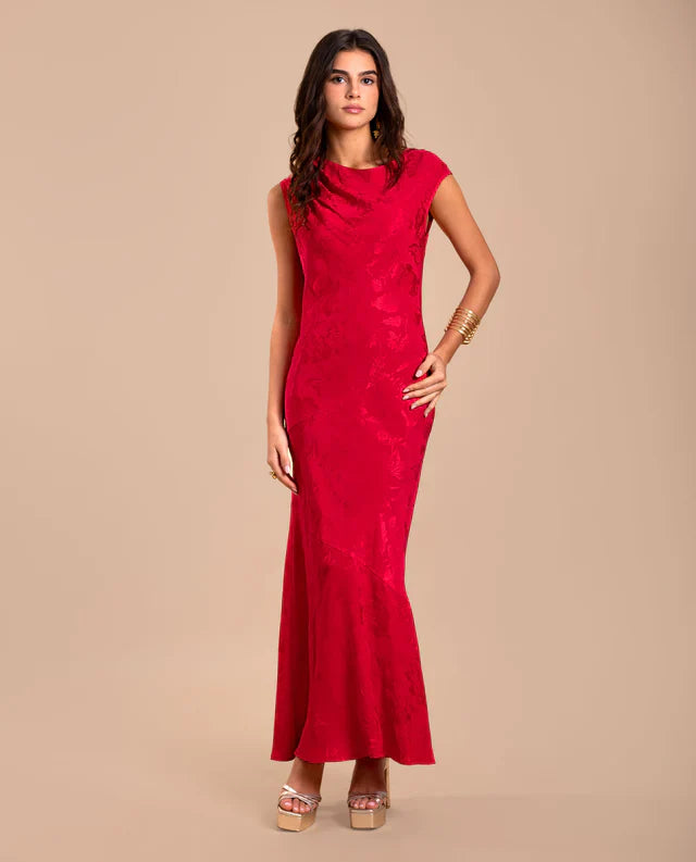 ANGY - VESTIDO LARGO DE JACQUARD SATINADO
