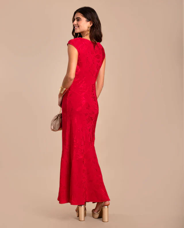 ANGY - VESTIDO LARGO DE JACQUARD SATINADO
