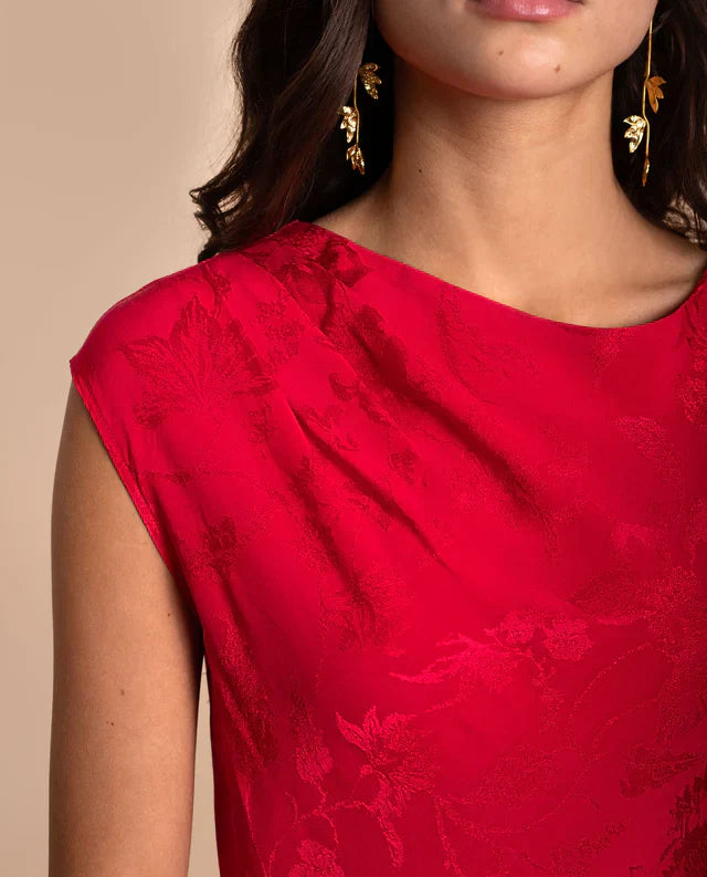 ANGY - VESTIDO LARGO DE JACQUARD SATINADO