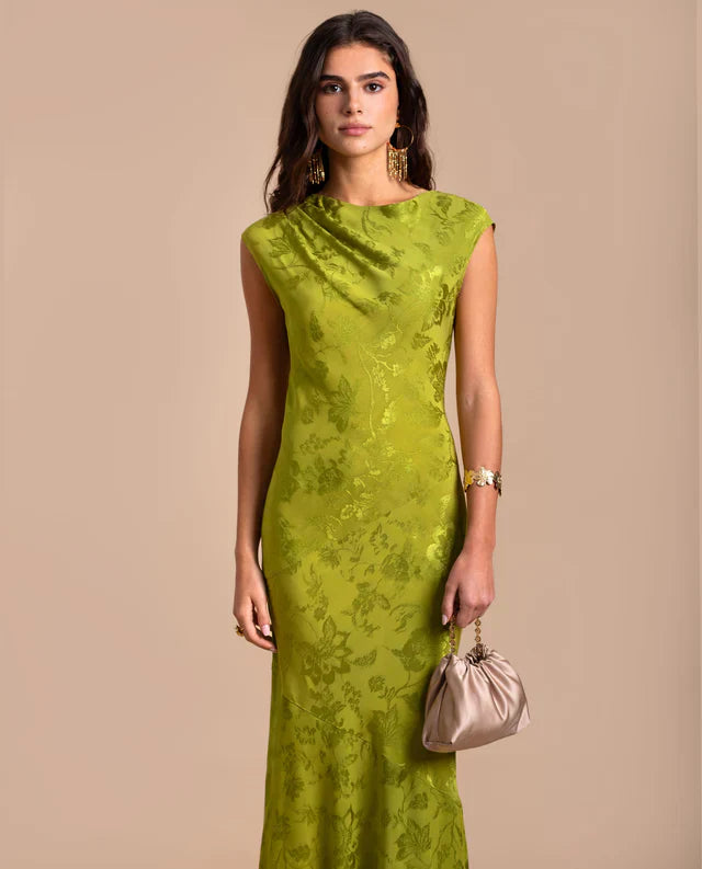 ANGY - VESTIDO LARGO DE JACQUARD SATINADO