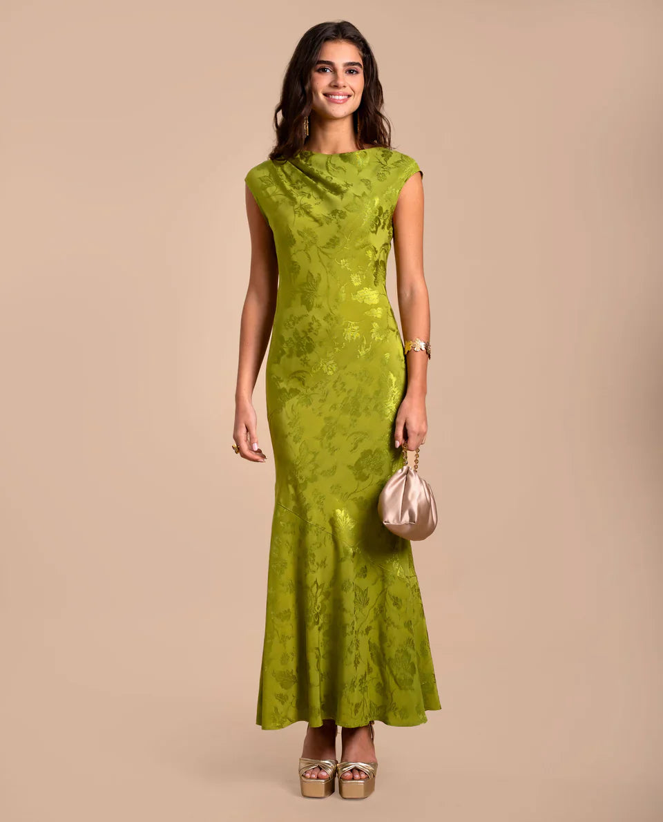 ANGY - VESTIDO LARGO DE JACQUARD SATINADO