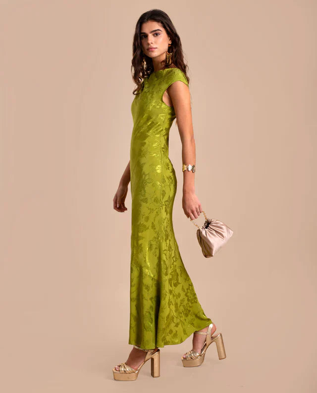ANGY - VESTIDO LARGO DE JACQUARD SATINADO