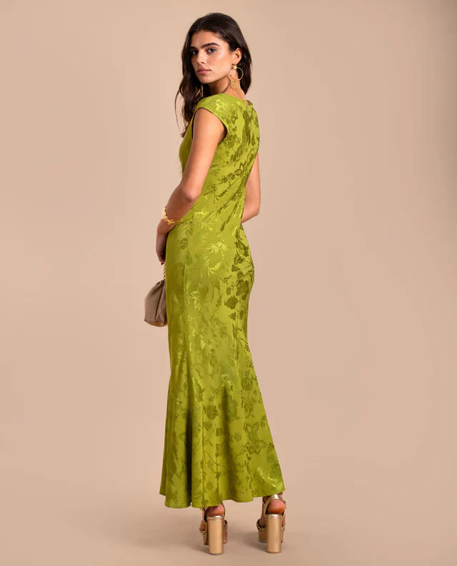 ANGY - VESTIDO LARGO DE JACQUARD SATINADO