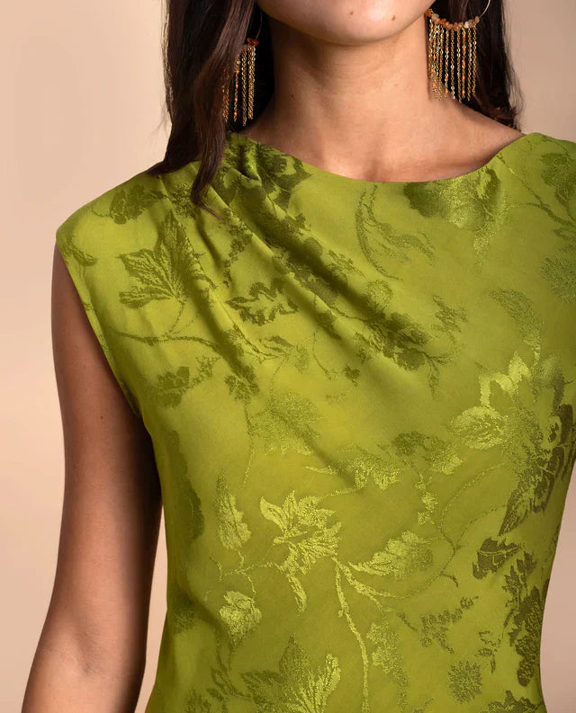 ANGY - VESTIDO LARGO DE JACQUARD SATINADO