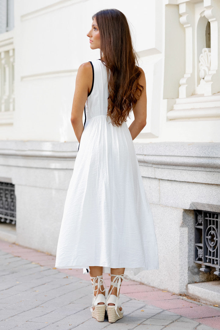 BRUNA - VESTIDO MIDI RAYAS VERTICALES