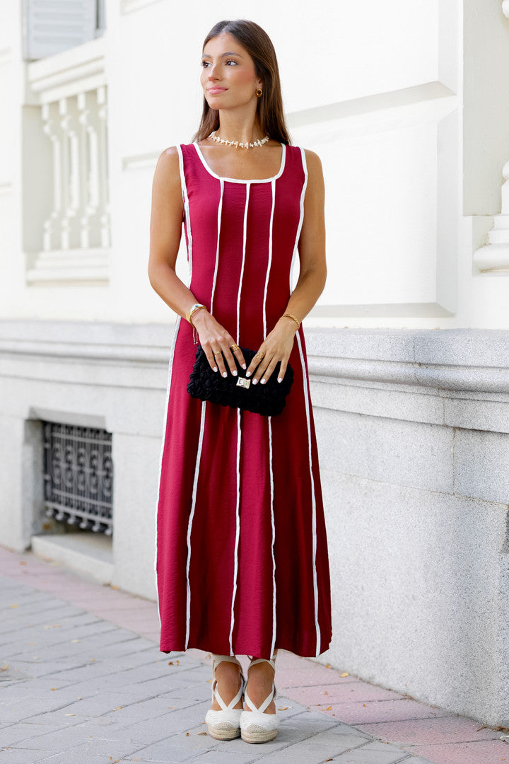 BRUNA - VESTIDO MIDI RAYAS VERTICALES