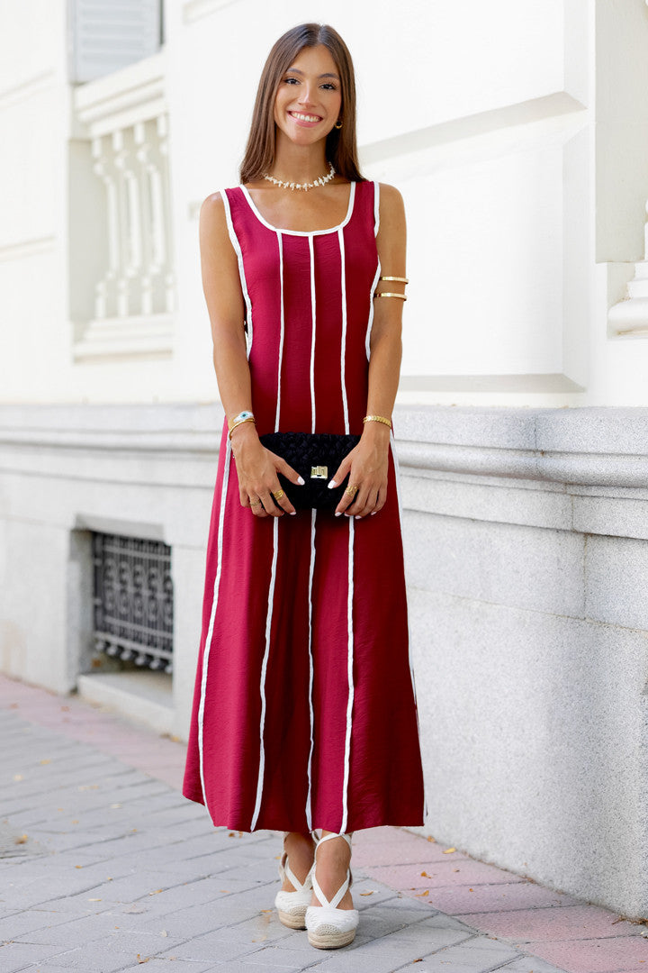 BRUNA - VESTIDO MIDI RAYAS VERTICALES
