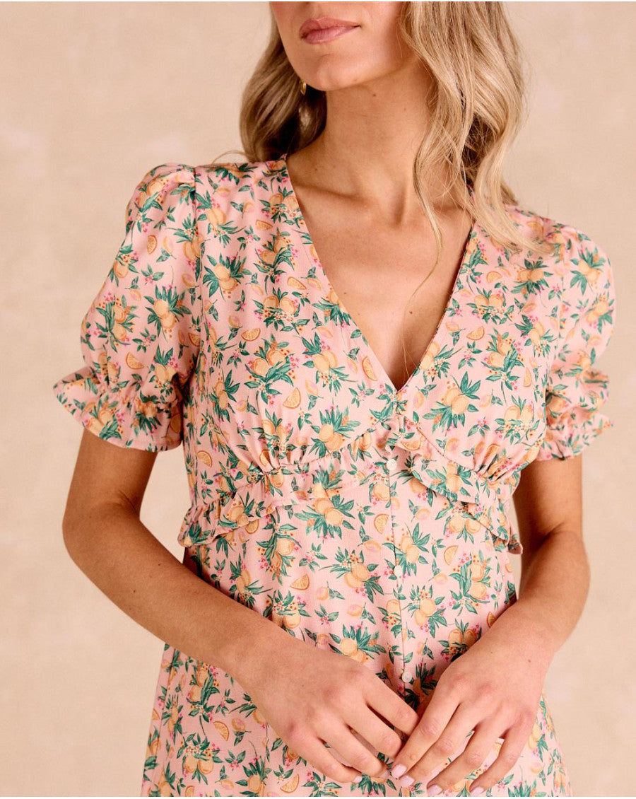 CIRA - VESTIDO ESTAMPADO MANGAS VOLANTES