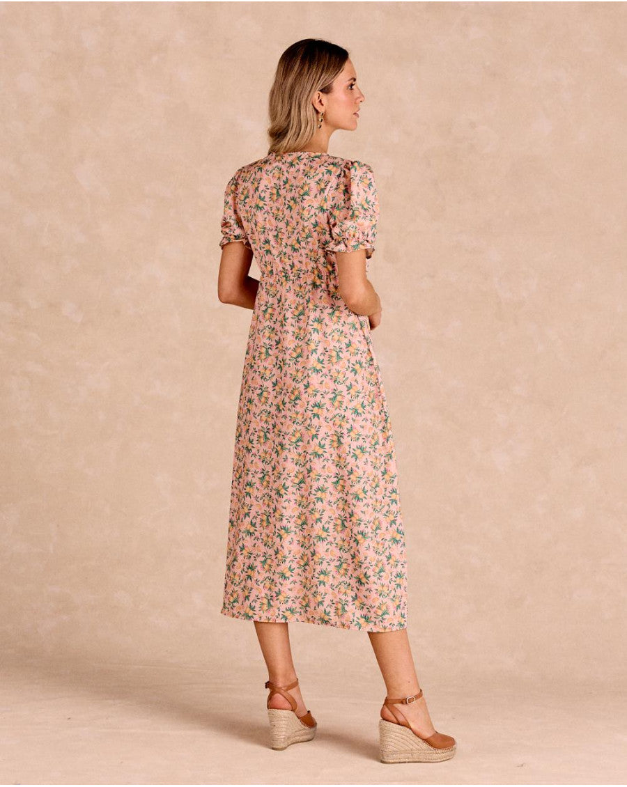CIRA - VESTIDO ESTAMPADO MANGAS VOLANTES
