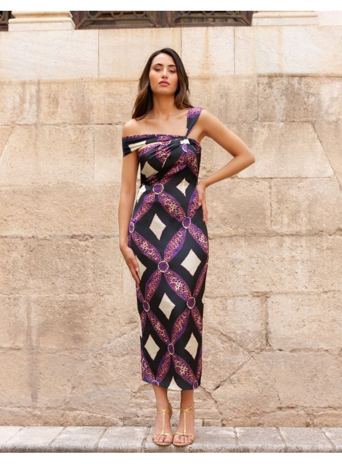 ZARA - VESTIDO ASIMÉTRICO ESTAMPADO